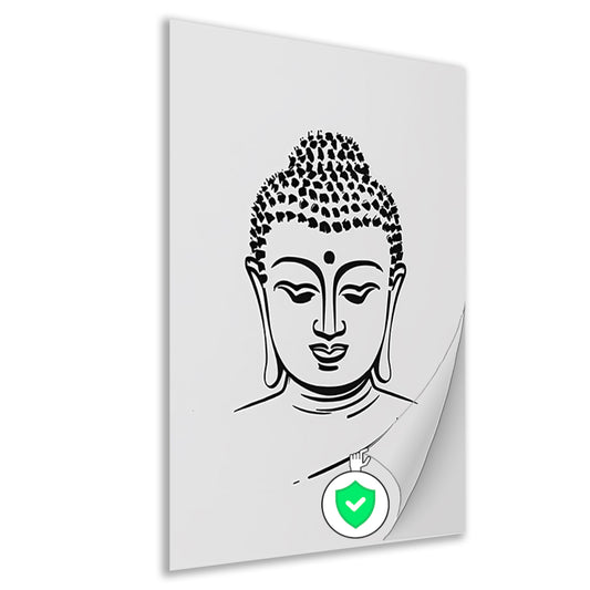 Zen Boeddha Minimalistisch Lijntekening Portret poster