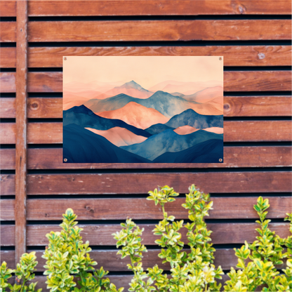 Abstracte Pastelkleurige Bergen in Harmonieuze Golven tuinposter