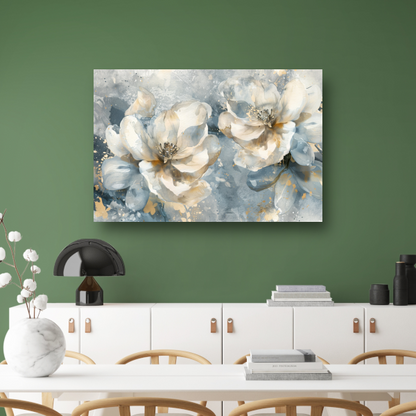 Abstracte Aquarel Bloemen met Gouden Spatten canvas