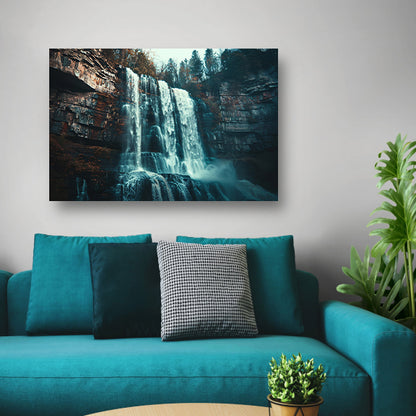 Majestueuze waterval in ruige natuur  poster