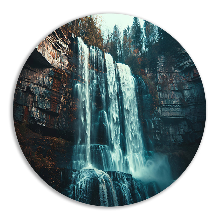 Majestueuze waterval in ruige natuur   forex muurcirkel