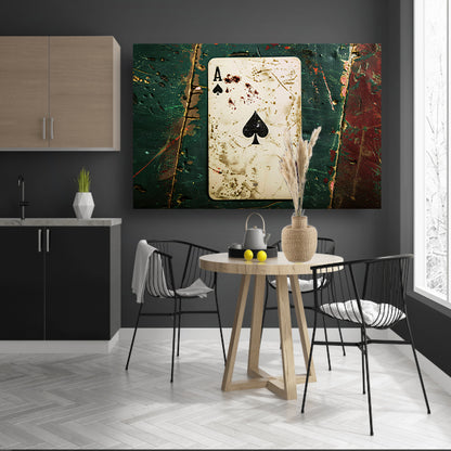 Beschadigde speelkaart met verf en vlekkencanvas