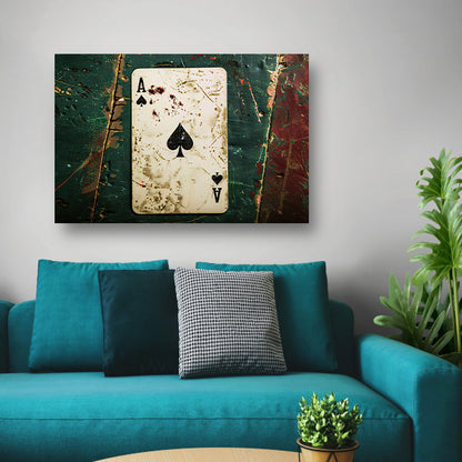 Beschadigde speelkaart met verf en vlekkencanvas