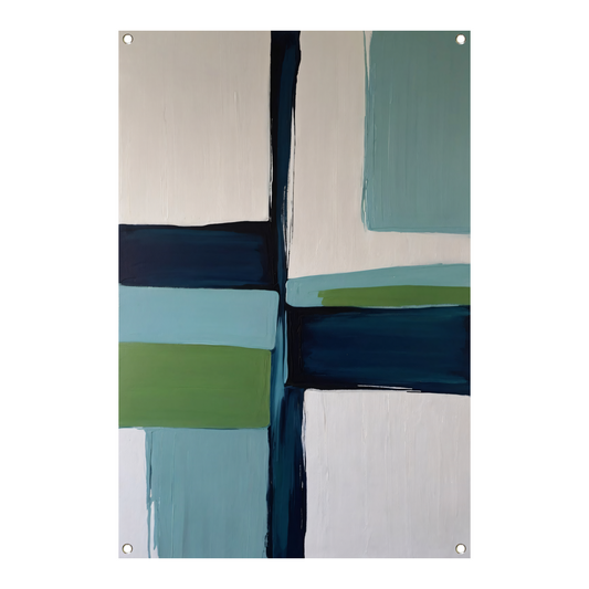 Abstracte Harmonie in Blauw en Groen tuinposter