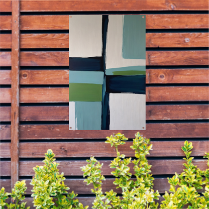Abstracte Harmonie in Blauw en Groen tuinposter