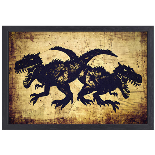 Dinosauriërs in de Nacht canvas met baklijst