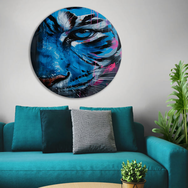 Levendige abstracte tijger in graffiti stijl forex muurcirkel