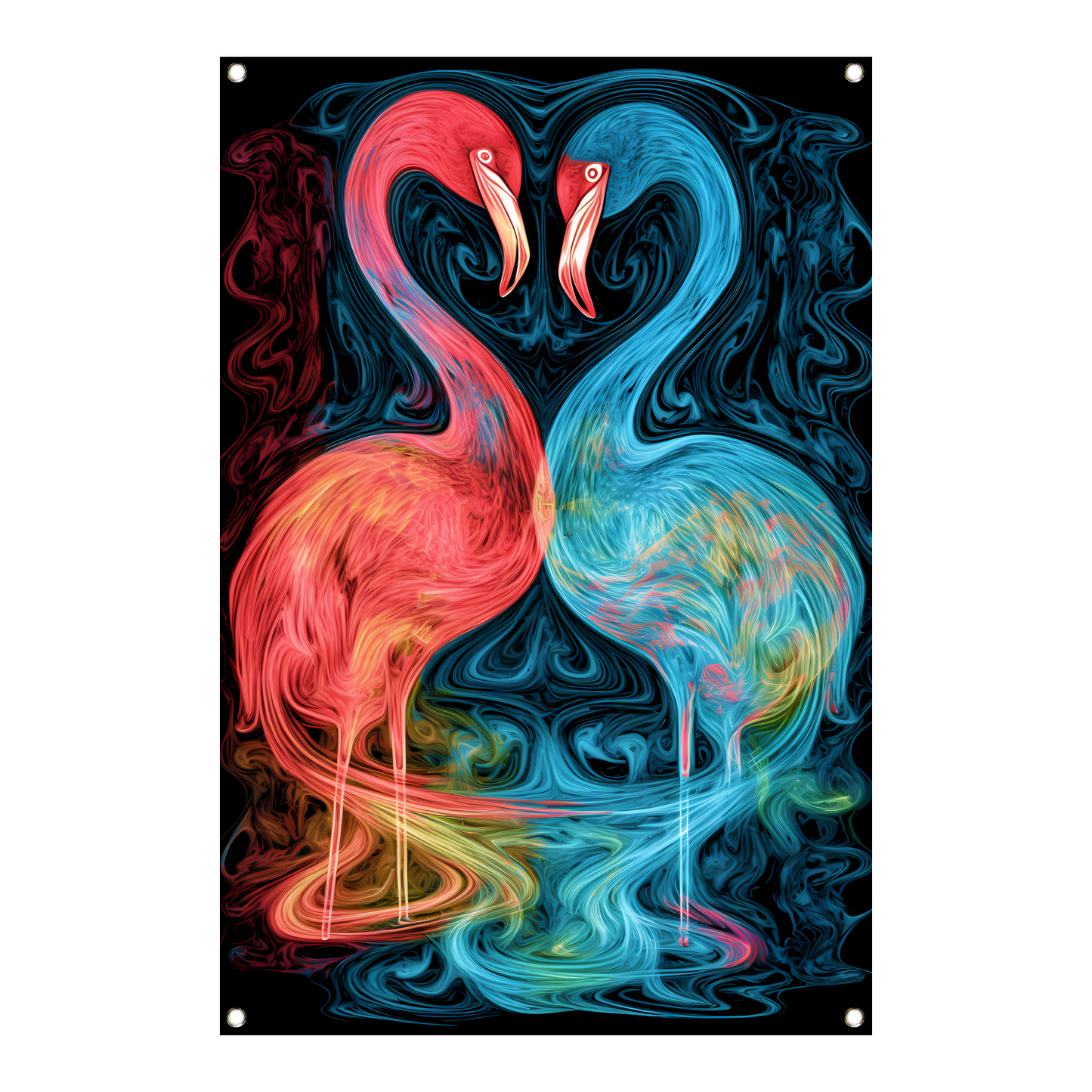 Dans van de Flamingos in Kleur tuinposter