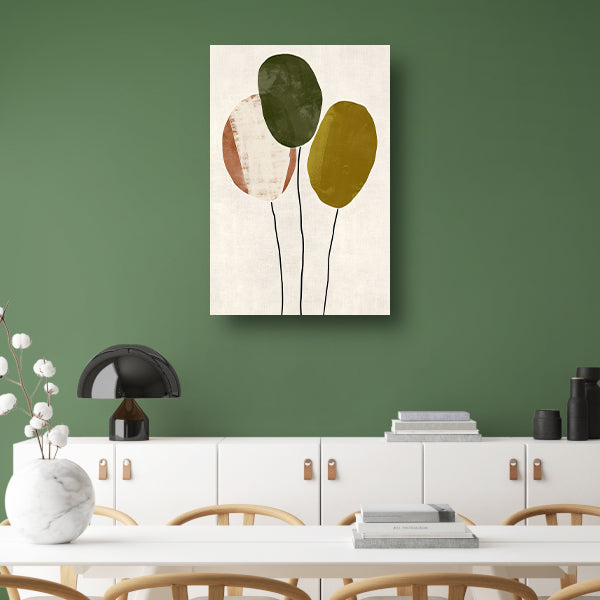 Minimalistisch Abstract Kunstwerk met Drie Ballonnen canvas