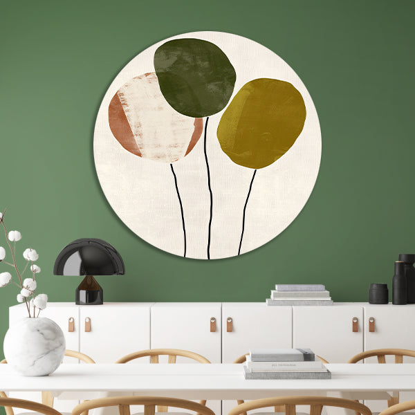 Minimalistisch Abstract Kunstwerk met Drie Ballonnen forex muurcirkel