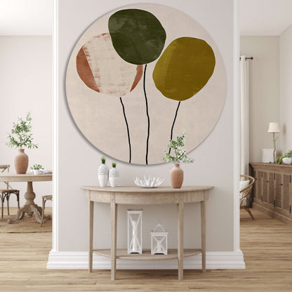Minimalistisch Abstract Kunstwerk met Drie Ballonnen aluminium muurcirkel