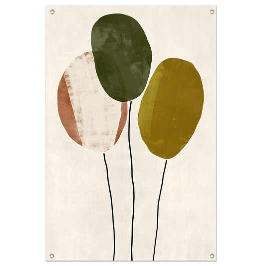 Minimalistisch Abstract Kunstwerk met Drie Ballonnen tuinposter