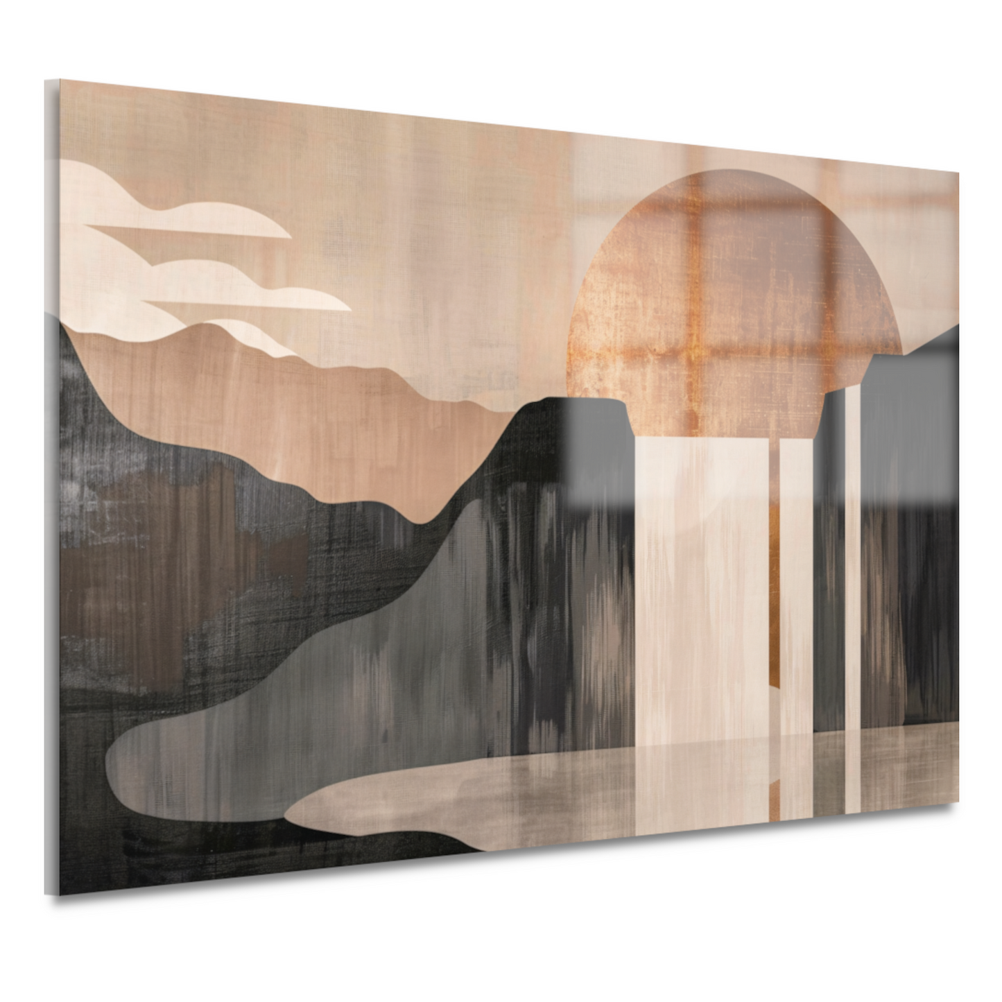 Minimalistisch Landschap met Gouden Zon acrylglas