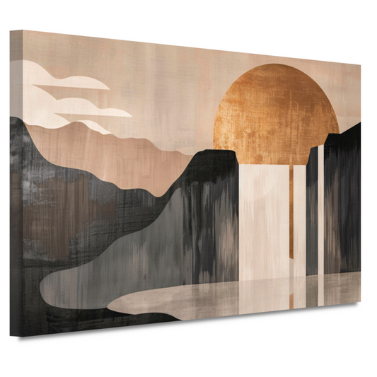 Minimalistisch Landschap met Gouden Zon canvas