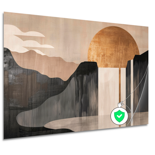 Minimalistisch Landschap met Gouden Zon poster