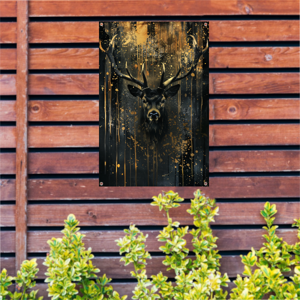 Mysterieuze hert met gouden accenten tuinposter