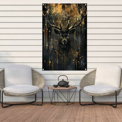 Mysterieuze hert met gouden accenten tuinposter