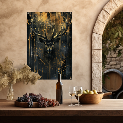 Mysterieuze hert met gouden accenten tuinposter