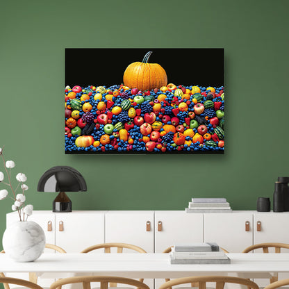 Kleurrijk stilleven met pompoen canvas