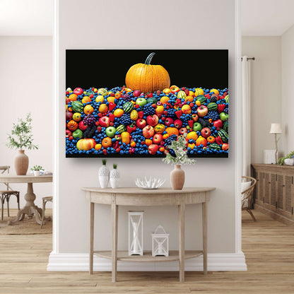 Kleurrijk stilleven met pompoen canvas