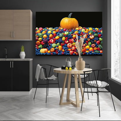 Kleurrijk stilleven met pompoen canvas