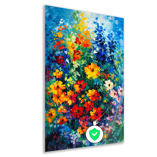 Kleurrijk abstract bloemenveld schilderij poster