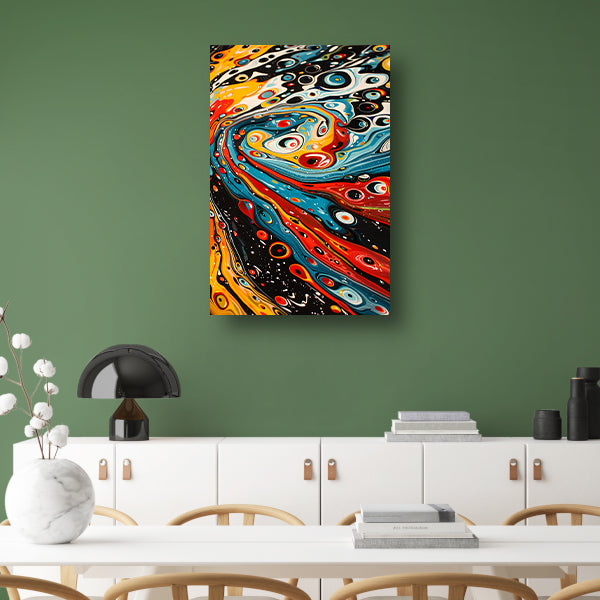 Kleurrijke abstracte patronen in beweging canvas met baklijst