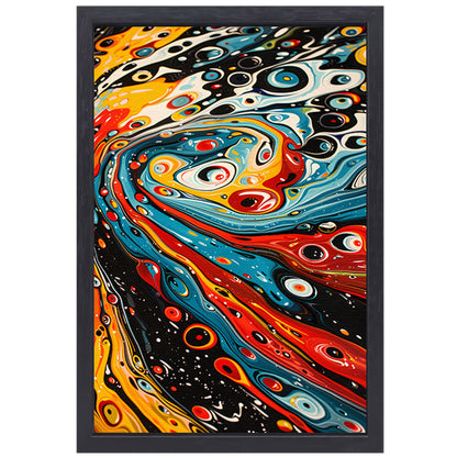 Kleurrijke abstracte patronen in beweging canvas met baklijst