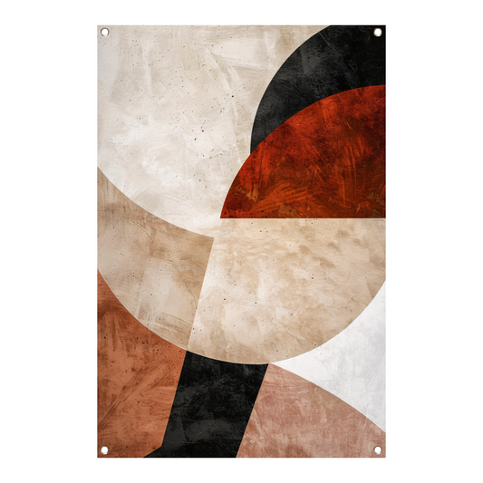 Geometrische Abstractie in Rood en Aardetinten tuinposter