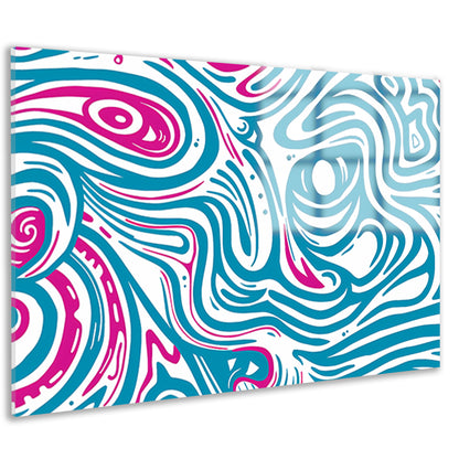 Dynamisch abstract lijnenspel in blauw en roze acrylglas