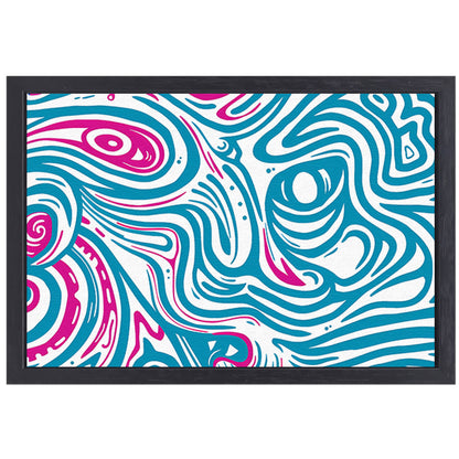Dynamisch abstract lijnenspel in blauw en roze canvas met baklijst