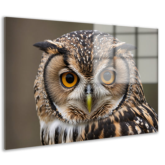 Majestueuze uil met intense blik acrylglas