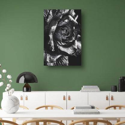 Elegante zwart-wit macrofotografie van een roos canvas