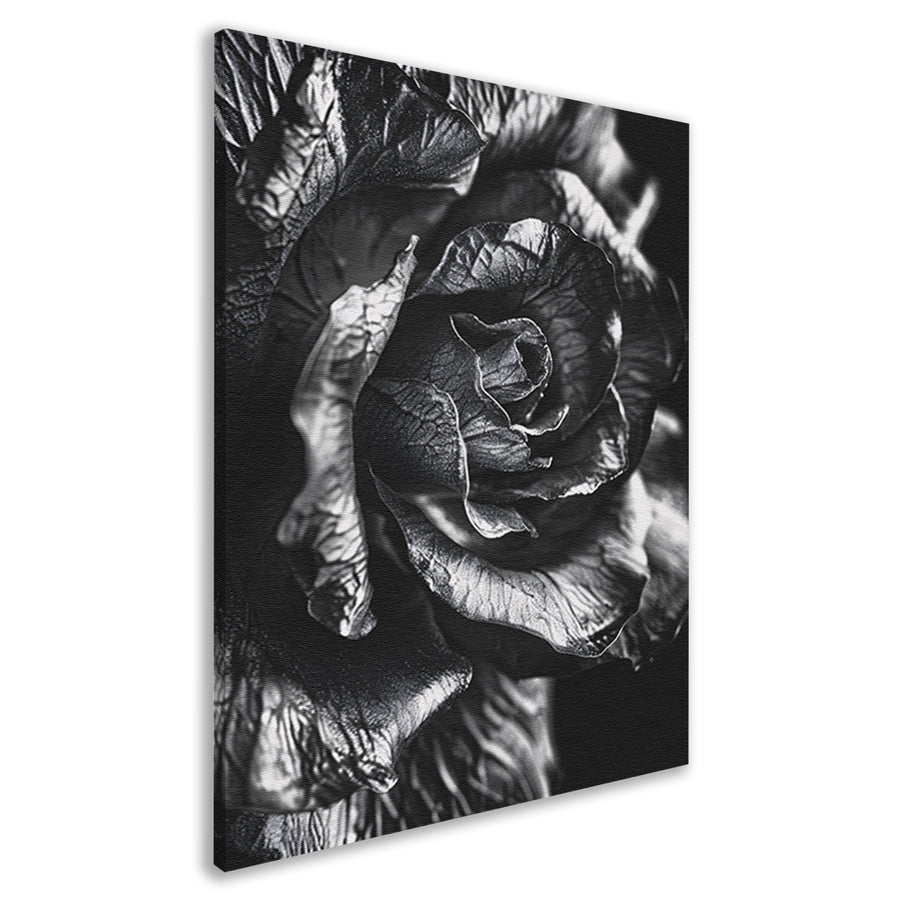 Elegante zwart-wit macrofotografie van een roos canvas