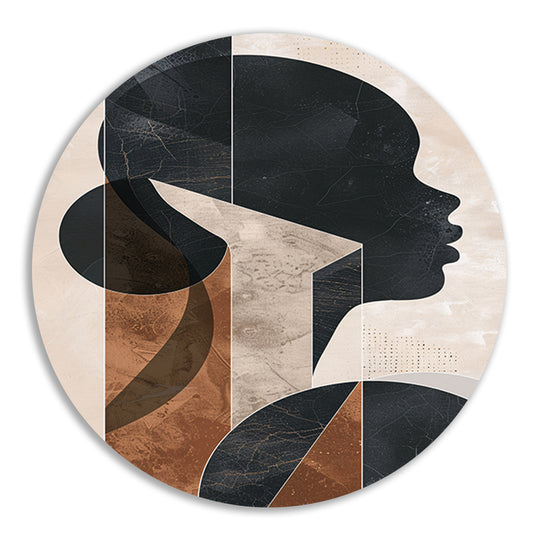 Abstracte Geometrie en Silhouet in Monochroom forex muurcirkel