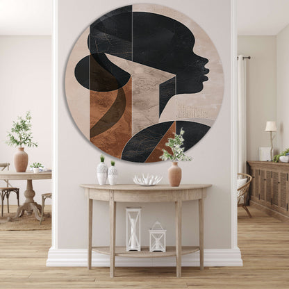 Abstracte Geometrie en Silhouet in Monochroom forex muurcirkel