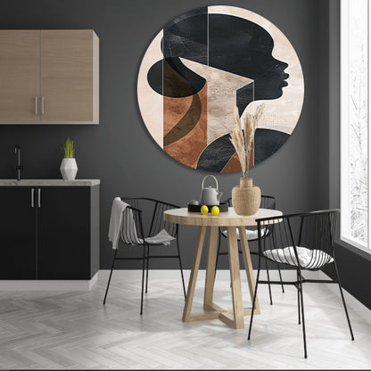 Abstracte Geometrie en Silhouet in Monochroom forex muurcirkel
