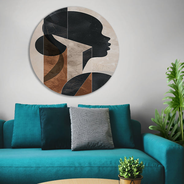 Abstracte Geometrie en Silhouet in Monochroom forex muurcirkel