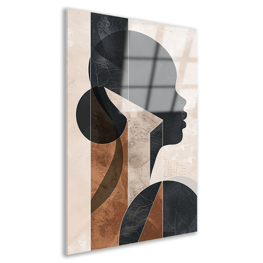 Abstracte Geometrie en Silhouet in Monochroom acrylglas