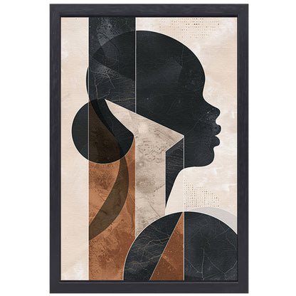 Abstracte Geometrie en Silhouet in Monochroom canvas met baklijst