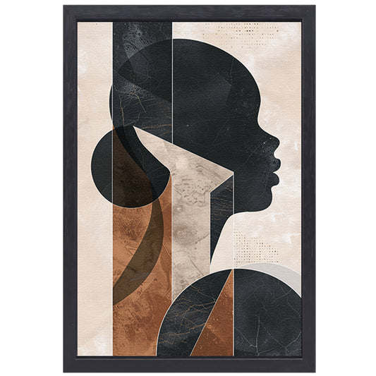 Abstracte Geometrie en Silhouet in Monochroom canvas met baklijst