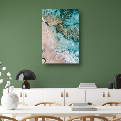 Luchtfoto van turquoise zee en strand acrylglas