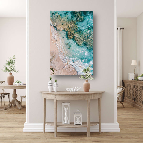 Luchtfoto van turquoise zee en strand acrylglas