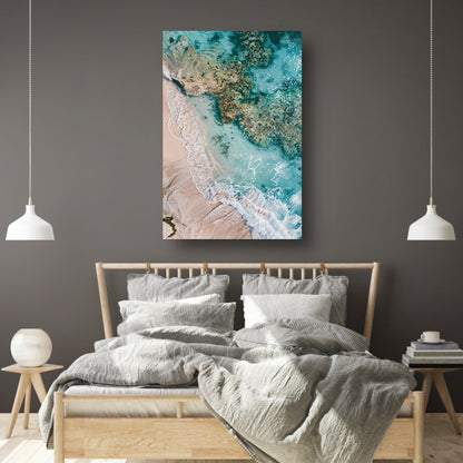 Luchtfoto van turquoise zee en strand acrylglas