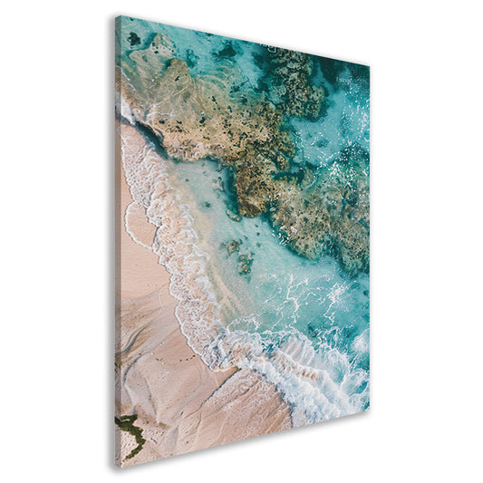 Luchtfoto van turquoise zee en strand canvas