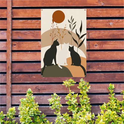 Silhouet van Katten en Planten in Harmonie tuinposter