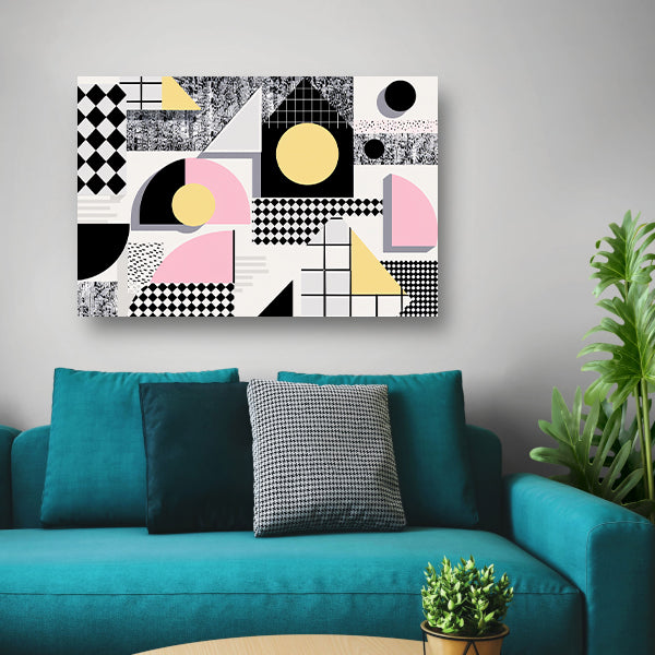 Abstracte geometrische vormen met pasteltinten   poster