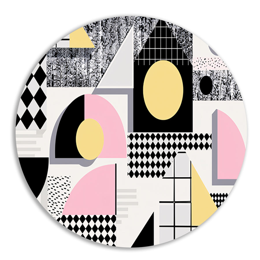 Abstracte geometrische vormen met pasteltinten   forex muurcirkel
