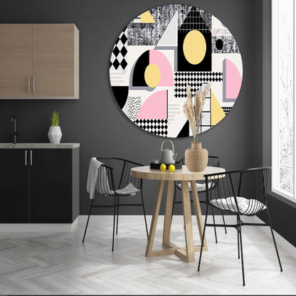 Abstracte geometrische vormen met pasteltinten   aluminium muurcirkel