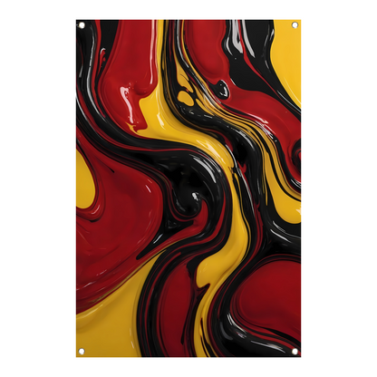 Dynamische abstracte dans in rood en geel tuinposter